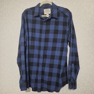 St. John's Bay Blue and Black Plaid Shirt